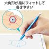 Elecom P-TPENSEBU Stylus Pen, Hexagonal Pencil Type, For Kids, With Strap Hole, Conductive Fiber Type, Compatible with Smartphones and Tablets, Replaceable Nibs, Blue view 2