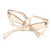 bullabulling Large Hexagon Reading Glasses For women Thick Cat Eye Frame Blue Light Blocking Lens (tea, 2.5, multiplier_x) view 4