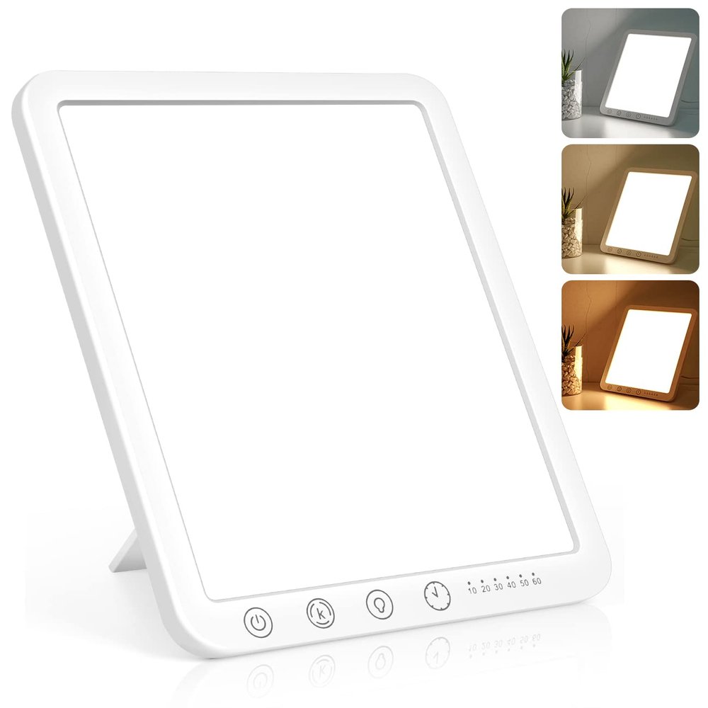 DIKAKO Light Therapy Lamp, 15000 Lx Sun Lamp,3 Color Temperature, 5 Levels of Adjustable Brightness and Timer Function Light Lamp, Touch Control, Rotatable Stand, Memory Function, Home/Office Use