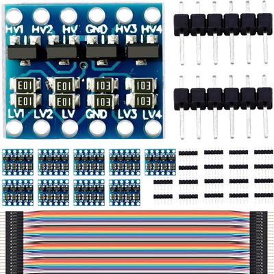 DAOKAI 10PCS IIC I2C Logic Level Converter 4 Channels Bi-Directional Level Voltage Module 3.3-5V Shifter for Arduino, with Dupont Cable