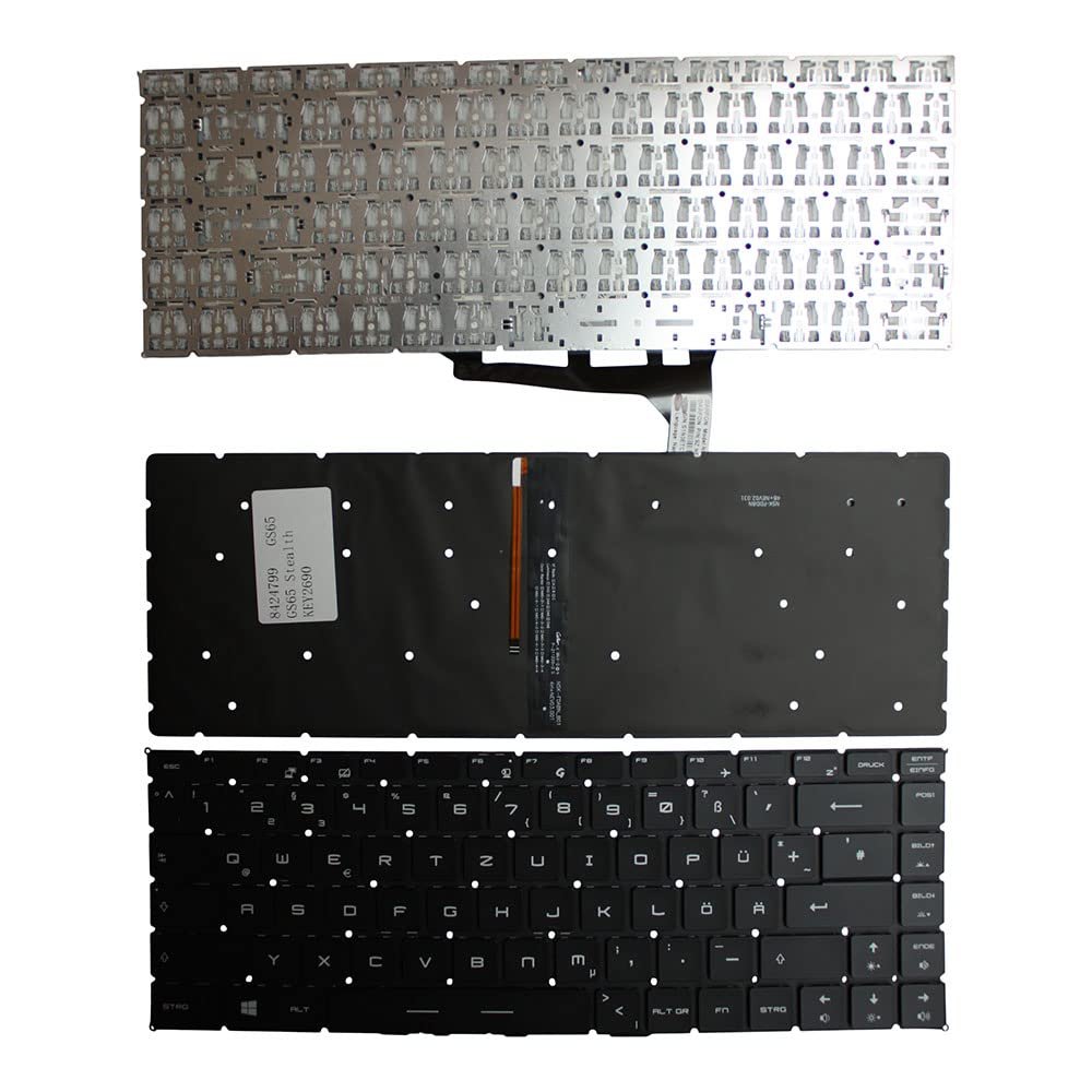 Power4Laptops German Layout Backlit Black Replacement Laptop Keyboard Compatible with MSI Gaming GS65 8RE-079