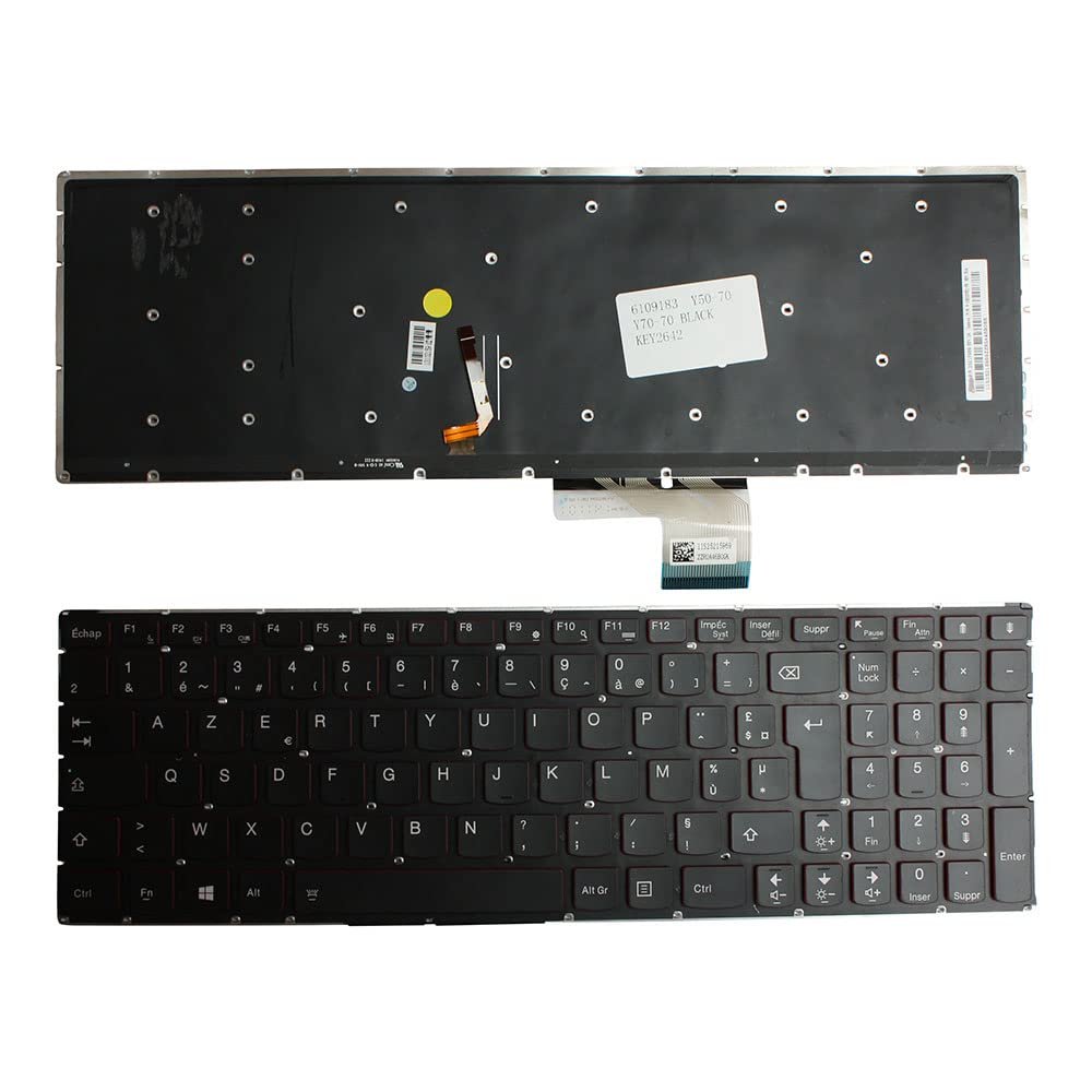 Power4Laptops French Layout Backlit Black Replacement Laptop Keyboard Compatible with Lenovo Y50-70