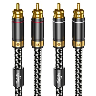 Wekuant Audiophiles RCA Cable 6.5FT(2M), 2 RCA Male to 2 RCA Male Braided HiFi System Silvered-Plated Copper core with ferrite cores