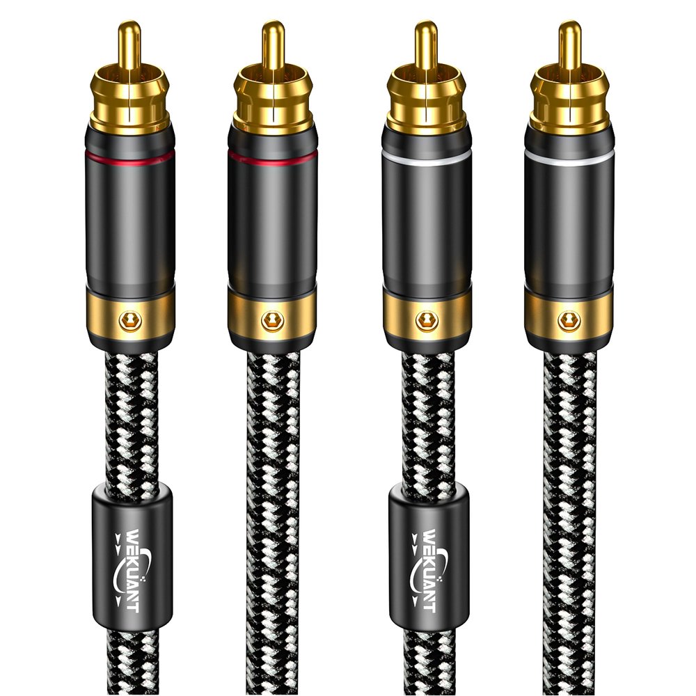 Wekuant Audiophiles RCA Cable 6.5FT(2M), 2 RCA Male to 2 RCA Male Braided HiFi System Silvered-Plated Copper core with ferrite cores