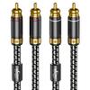 Wekuant Audiophiles RCA Cable 6.5FT(2M), 2 RCA Male to 2 RCA Male Braided HiFi System Silvered-Plated Copper core with ferrite cores view 1
