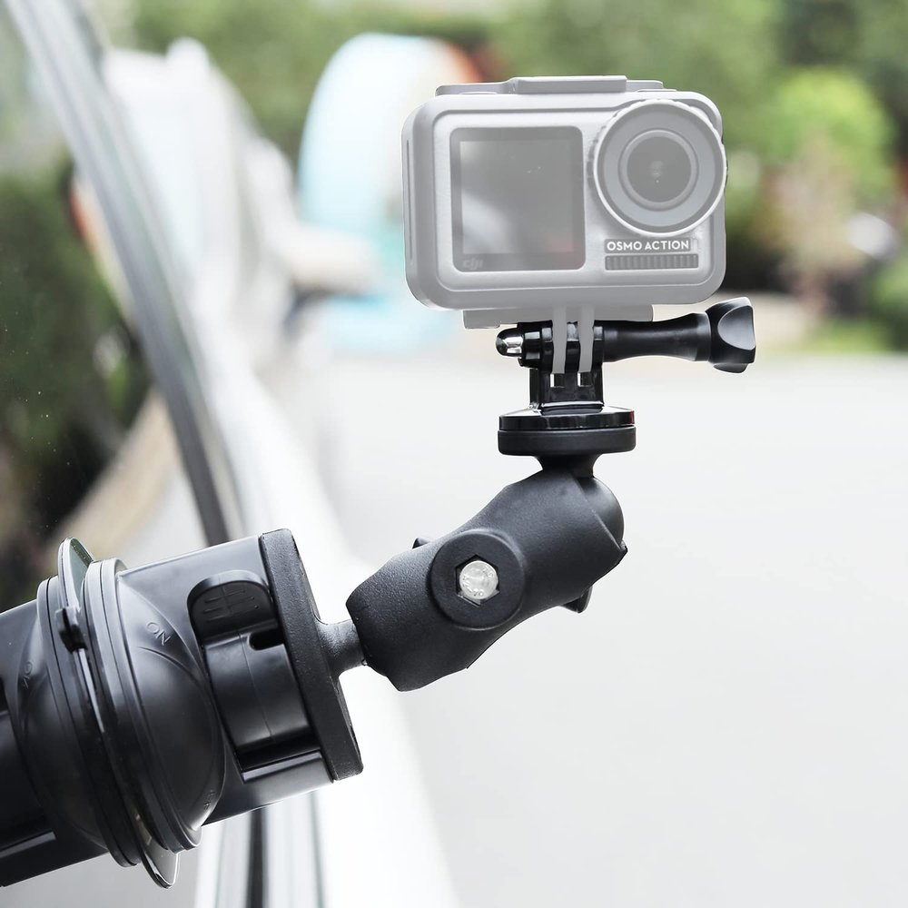 360Rotation Car Windshield Suction Cup Mount for Gopro Hero 10 9 8 7 6 5 4 3 DJI OSMO Action Camera Greater Suction Power Perfect for Car Window Suction Cup Holder
