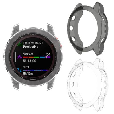 Watch Case Compatible for Garmin Fenix 7X Cover,Anti Drop TPU Case Protector for Fenix 7X Case Cover Smartwatch Accessory (Black+Clear)