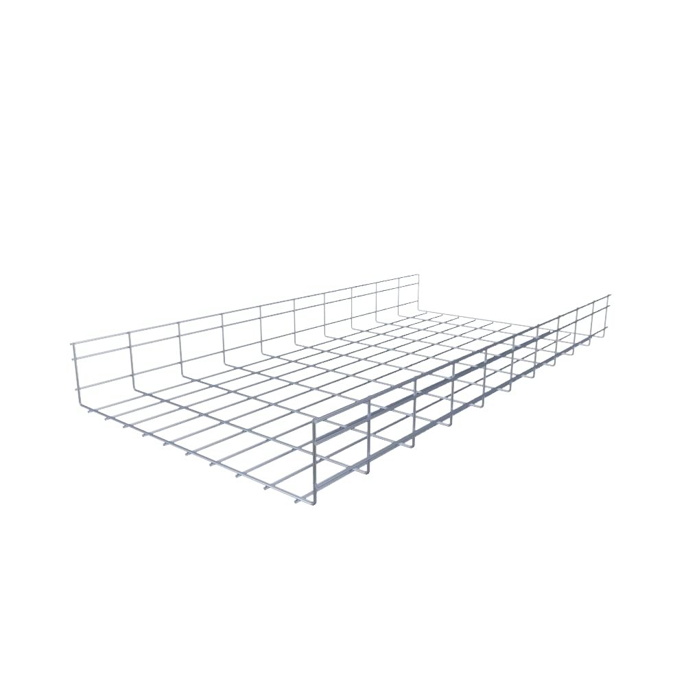 Electro Zinc Plated Wire Mesh Cable Tray, Silver Steel, 19.69 x 3.94 x 118.12 inch, 2-Pack