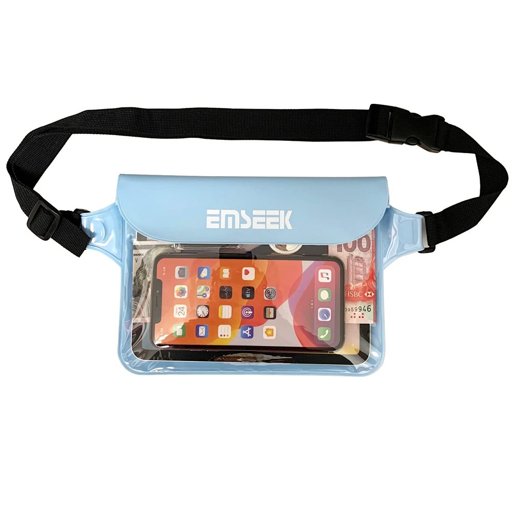 EMSEEK Waterproof Waist Pouch Dry Belt Bag Fanny Pack Keep Your Key Fob Wallet Kindle Phone Dry Perfect For Swim Surf Snorkel(Blue)