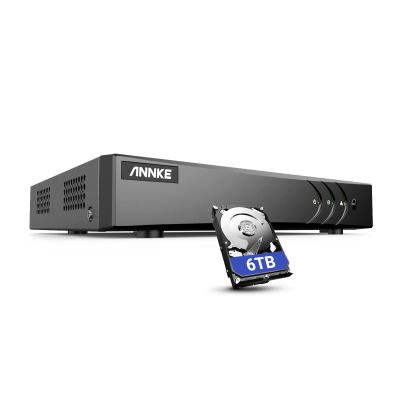 ANNKE 3K Lite 5-in-1 16 Channel CCTV Video Recorder, H.265+ DVR, Supports 16CH Analog and 2 IP Cams for Home Business Surveillance, Remote Viewing, AI Human/Vehicle Detection, 6TB Hard Drive Included