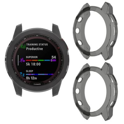 Watch Case Intended for Garmin Fenix 7X Cover, Anti Drop TPU Protector for Garmin Fenix 7X Case Cover Smartwatch Accessory (Black*2)