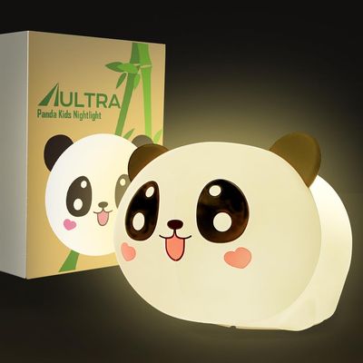 AULTRA Night Light for Kids 16 Color USB Rechargeable Panda Lamp for Baby Nursery, Soft Silicone Night Light, 2 Brightness Levels, 10-Hour Use, Squishy Puppy Gift for Boys & Girls