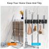 homeasy Mop Broom Holder No Drill, Mop Broom Organizer Wall Mounted Heavy Duty with Hooks Hanger, Self Adhesive Stainless Steel 4Pcs for Bathroom, Kitchen, Office (Multicolor) view 3