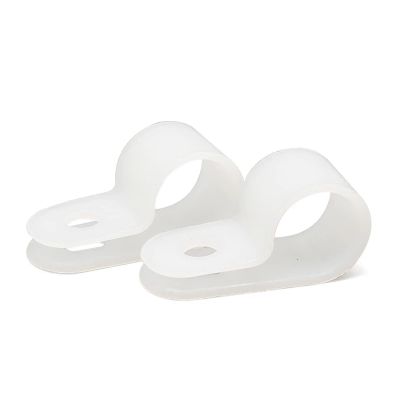 Teansic 100 Pcs White Nylon R-Type Cable Clamps, 3/4 Inch Cable Organizer Assortment Kit for Wire Management