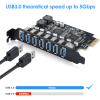 7-Port USB 3.0 PCIe Expansion Card for Desktop PC, 5Gbps SuperSpeed Data Transfer, PCI Express to USB 3.0 Hub Card with Dedicated Channels & UASP Support, Plug & Play, Windows 11/10/8/7/XP/Vista/Linux view 3