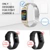 Wearlizer Compatible with Fitbit Charge 5 Bands for Women Men, Classic Stainless Steel Ultra-Thin Lightweight Replacement Straps Charge 5 Bands(Soft Gold+Sliver) view 4