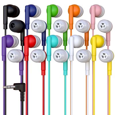 1000 Pack Bulk Wired Earbuds, In Ear Headphones with 3.5mm Jack, 4ft Tangle Free Cable, Comfortable Fit, Affordable and Cost Effective, Ideal for School Classroom Testing Students Events Groups, Mix