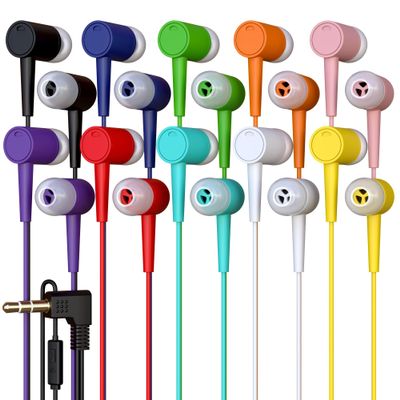 1000 Pack Bulk Wired Earbuds with Microphone, In Ear Headphones 3.5mm Jack, 4ft Tangle Free Cable, Comfortable Fit, Affordable and Cost Effective, Ideal for School Classroom Testing Students, Mix
