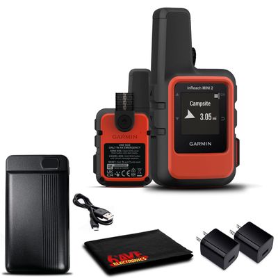 Garmin inReach Mini 2 Satellite Communicator (Flame Red) with Charging Bank