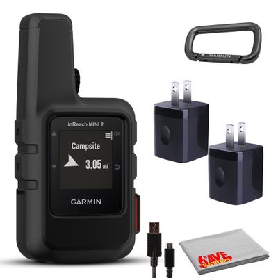 Garmin inReach Mini 2 Satellite Communicator, Lightweight Compact Rugged Design, Portable GPS Handheld for Hiking, Two-Text Messaging Device Bundle with Accessories (Black)