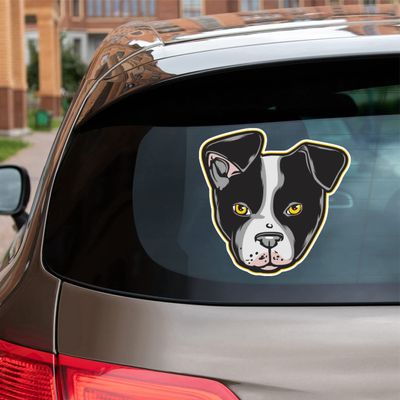 Boston Terrier Dog Puppy Head Vinyl Decal Sticker for Car Boat Laptop Reflective Glossy Choose Size (20'' x 19.5" (50.8cm x 49.5cm), Reflective)