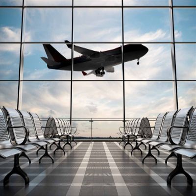 RUINI Airport Terminal Photography Backdrop Airplane Departure Airport Lounge Party Decorations Banner (10x8FT)