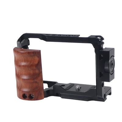 BGNing ZV-E10 Camera Cage Rig Wood Handle Grip for Tripod Quick Release Plate Mount Video Extension Kit (Rabbit Cage Wire Clip Kit)