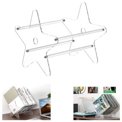 WANLIAN Vinyl Record Storage Stand, Acrylic Vinyl Record Storage Holder, Clear CD Organizer Holder for Single and Gatefold Albums