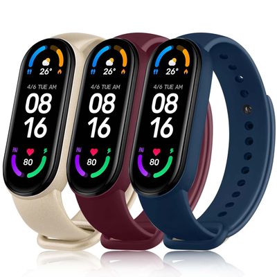Amzpas Silicone Replacement Bands for Amazfit band 5/Amazfit band 6, 3 Pack Adjustable Wristbands for Xiaomi Mi Band 5/Mi Band 6 for Women Men