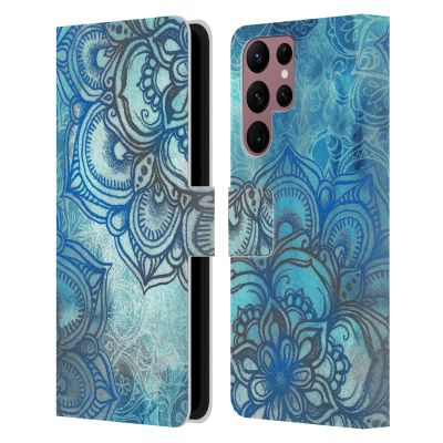 Head Case Designs Officially Licensed Micklyn Le Feuvre Lost in Blue A Daydream Made Visible Mandala 3 Leather Wallet Case Compatible with Samsung Galaxy S22 Ultra 5G