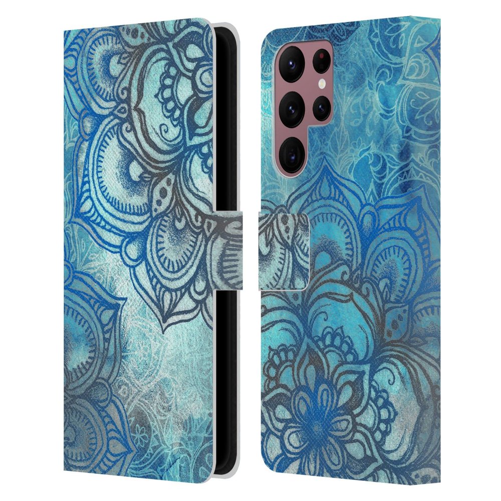 Head Case Designs Officially Licensed Micklyn Le Feuvre Lost in Blue A Daydream Made Visible Mandala 3 Leather Wallet Case Compatible with Samsung Galaxy S22 Ultra 5G