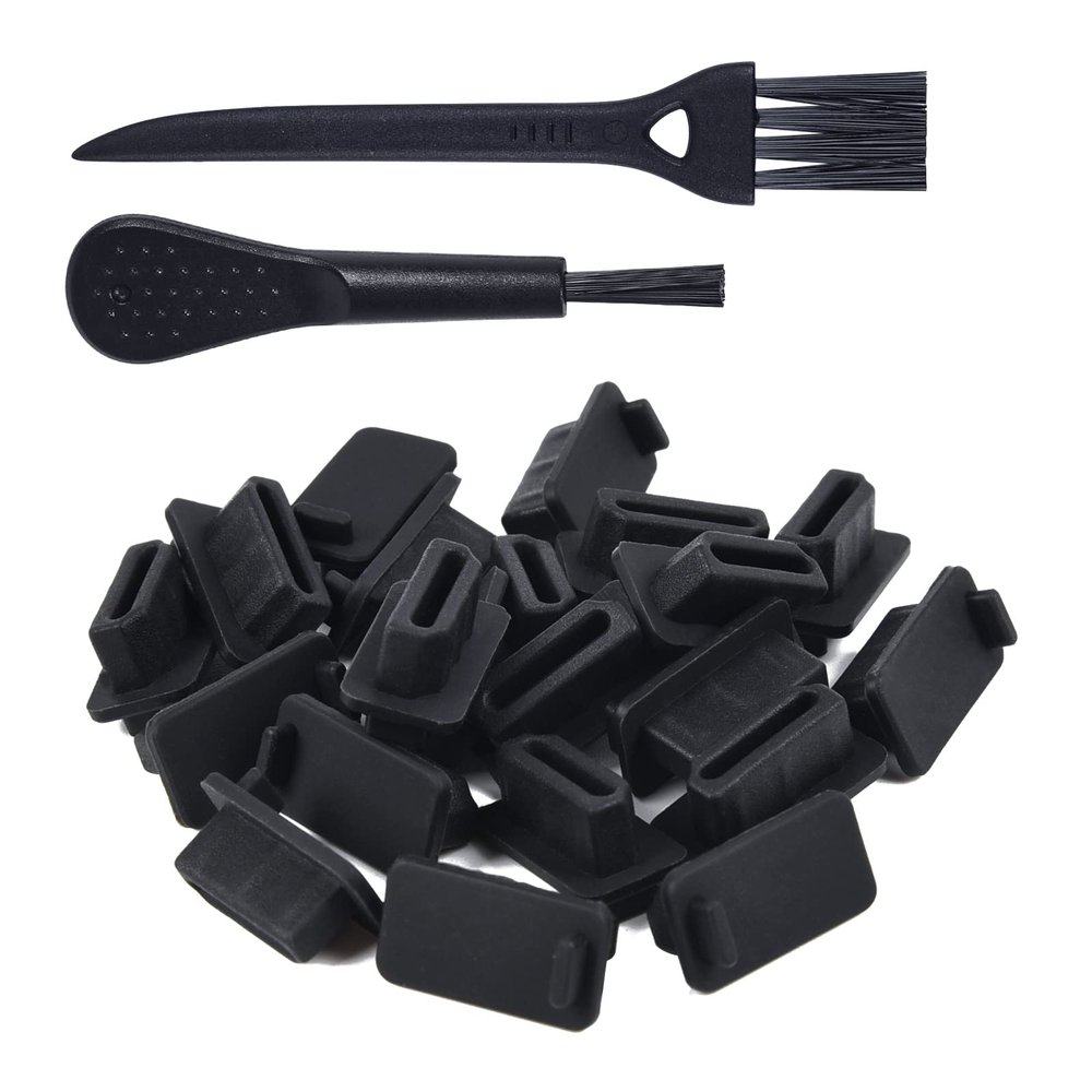 20 Pcs HDMI Dust Cover Plugs, HDMI Female Prot Dust Cap Protector Stoppers for TV, Laptop, Computer, Other Devices with 2 Cleaning Brushes