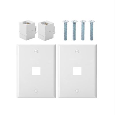 Bates- 1 Port Ethernet Wall Plate, 2 Pack with 2 Pcs of Cat6 Keystone Jack, Ethernet Wall Outlet, RJ45 Wall Plate, Ethernet Wall Jack, Cat 6 Wall Plate and Jack, Ethernet Outlet, Cat6 Wall Plate
