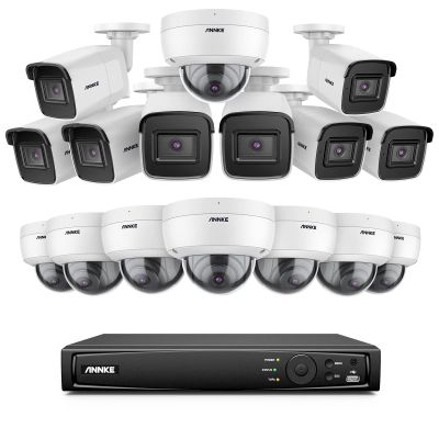 ANNKE 16 Channel 4K PoE Security Camera System with AI Human Detection, 8MP H.265+ NVR Without Hard Drive, (16) Outdoor Bullet Dome IP CCTV Cameras Wide Angle, 100 ft Night Vision, IP67 Waterproof