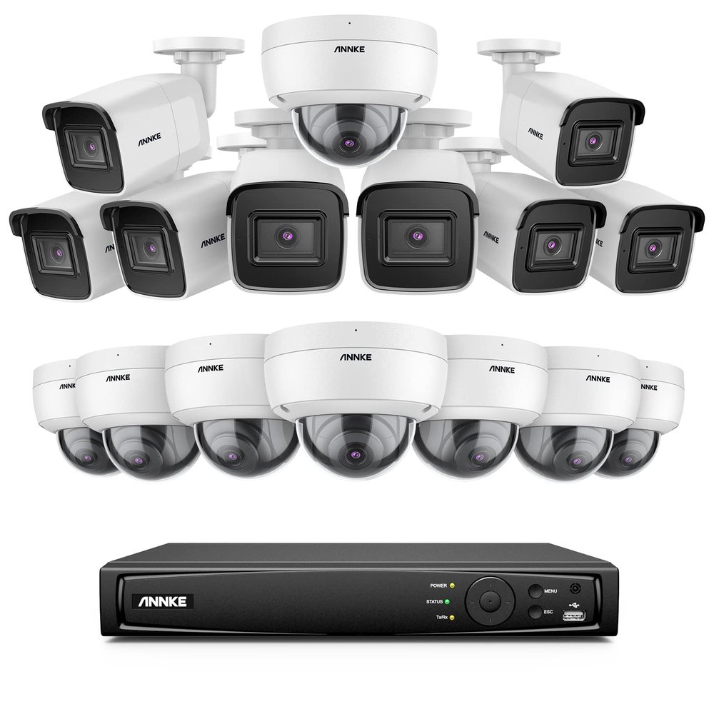 ANNKE 16 Channel 4K PoE Security Camera System with AI Human Detection, 8MP H.265+ NVR Without Hard Drive, (16) Outdoor Bullet Dome IP CCTV Cameras Wide Angle, 100 ft Night Vision, IP67 Waterproof