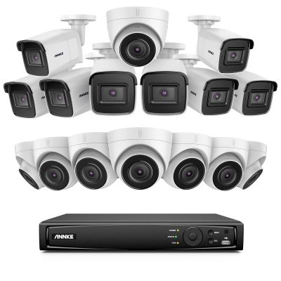 ANNKE 16 Channel 4K PoE Security Camera System with AI Human Detection, 8MP H.265+ NVR Without Hard Drive, (16) Outdoor Bullet Turret IP CCTV Cameras Wide Angle, 100 ft Night Vision, IP67 Waterproof
