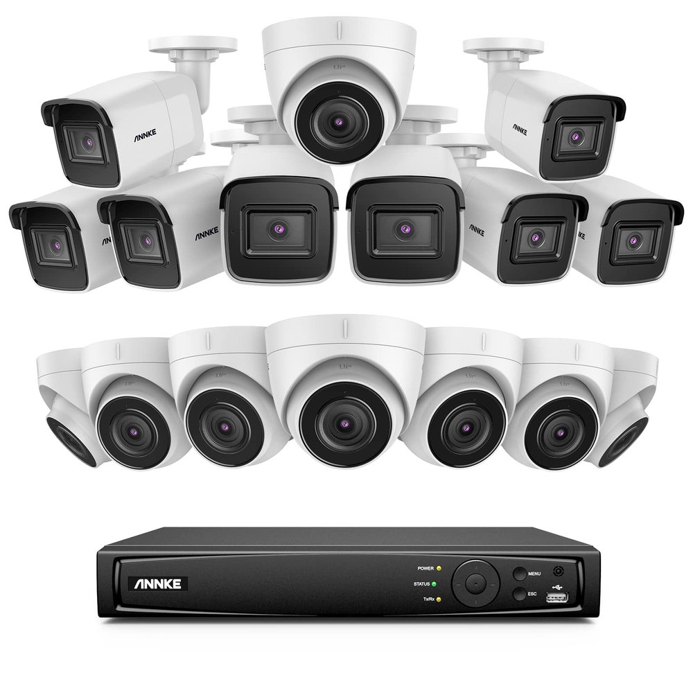 ANNKE 16 Channel 4K PoE Security Camera System with AI Human Detection, 8MP H.265+ NVR Without Hard Drive, (16) Outdoor Bullet Turret IP CCTV Cameras Wide Angle, 100 ft Night Vision, IP67 Waterproof