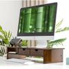 166 2-Tier Bamboo Monitor Stand with 2 Storage Drawers, Computer Riser Home and Office Wood Desktop Stand Storage Organizer for Computer, Laptop, PC, Printer, view 3