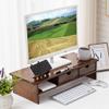 166 2-Tier Bamboo Monitor Stand with 2 Storage Drawers, Computer Riser Home and Office Wood Desktop Stand Storage Organizer for Computer, Laptop, PC, Printer, view 4