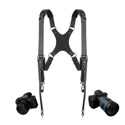 4J LEDR Dual Camera Strap,Leather Camera Harness for 2 Cameras,Camera Strap for Photographers,Double Camera Shoulder Strap for DSLR/SLR,Camera Accessories for Wedding,Hiking,Travel,Double Secure,Black