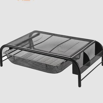 166 Metal Mesh Monitor Stand Computer Riser, Desk Organizer Stand Desktop Printer Stand with Storage Tray Drawer, Monitor Riser for Home Office Laptop iMac/PC Printer