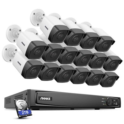 ANNKE 16CH 5MP Home Security Camera System with Color Night Vision, 16pcs Wired 5MP Outdoor PoE IP Cameras Supports Alexa, IP67 Waterproof, 4K 16CH NVR with 2TB HDD for 24-7 Recording