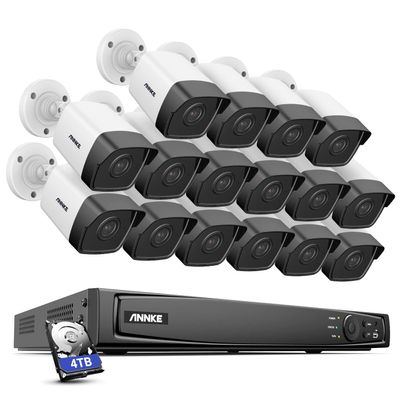 ANNKE 16CH 5MP Home Security Camera System with Color Night Vision, 16pcs Wired 5MP Outdoor PoE IP Cameras Supports Alexa, IP67 Waterproof, 4K 16CH NVR with 4TB HDD for 24-7 Recording