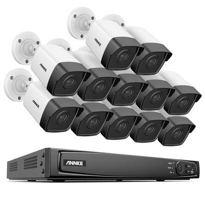 ANNKE 16CH 5MP Home Security Camera System with Color Night Vision, 12pcs Wired 5MP Outdoor PoE IP Cameras Supports Alexa, IP67 Waterproof, 4K 16CH NVR Without Hard Drive,Remote Access