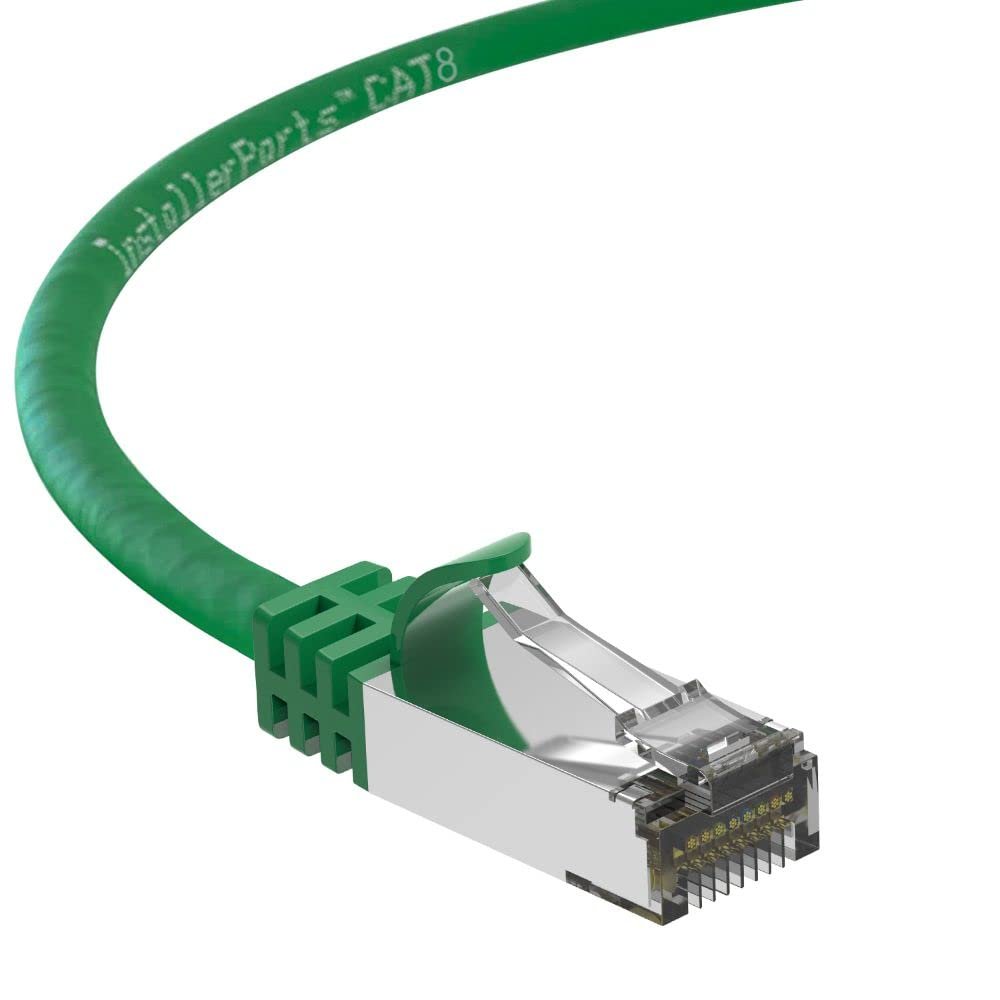 InstallerParts Ethernet Cable CAT8 Cable 4 FT - Green - Professional Series - 40Gigabit/Sec Network/High Speed Internet Cable for Router, Server, Gaming/2000 MHz, 26AWG