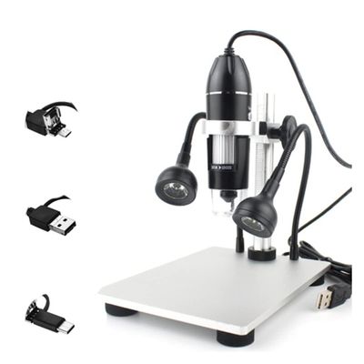 Lab Microscope Slides 600X 1000X USB Digital Microscope Electron Microscopes Zoom Camera Magnifier with Aluminum Lift Stand Microscope Parts (Color : 3 in 1 USB, Magnification : 1000X)