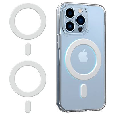 OUTXE Magnetic Adapter Ring 2Pack, Universal Magnet Sticker Compatible with Magsafe Accessories & Wireless Charging for iPhone/Android/Galaxy/Pixel White