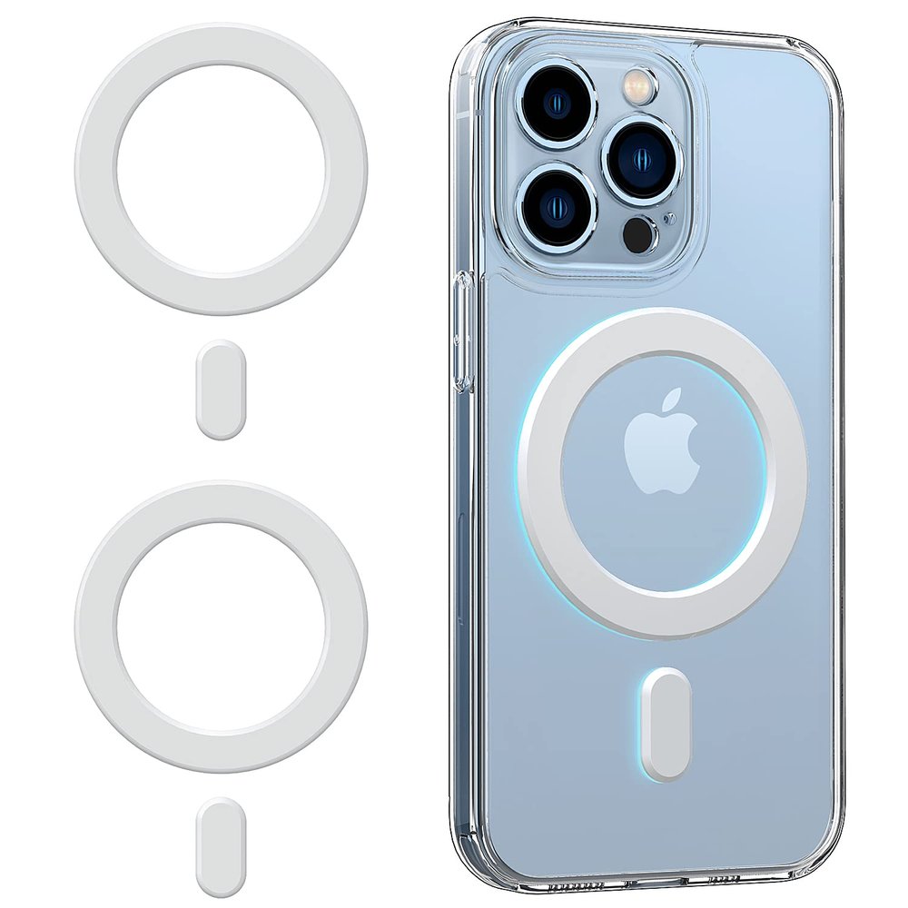 OUTXE Magnetic Adapter Ring 2Pack, Universal Magnet Sticker Compatible with Magsafe Accessories & Wireless Charging for iPhone/Android/Galaxy/Pixel White