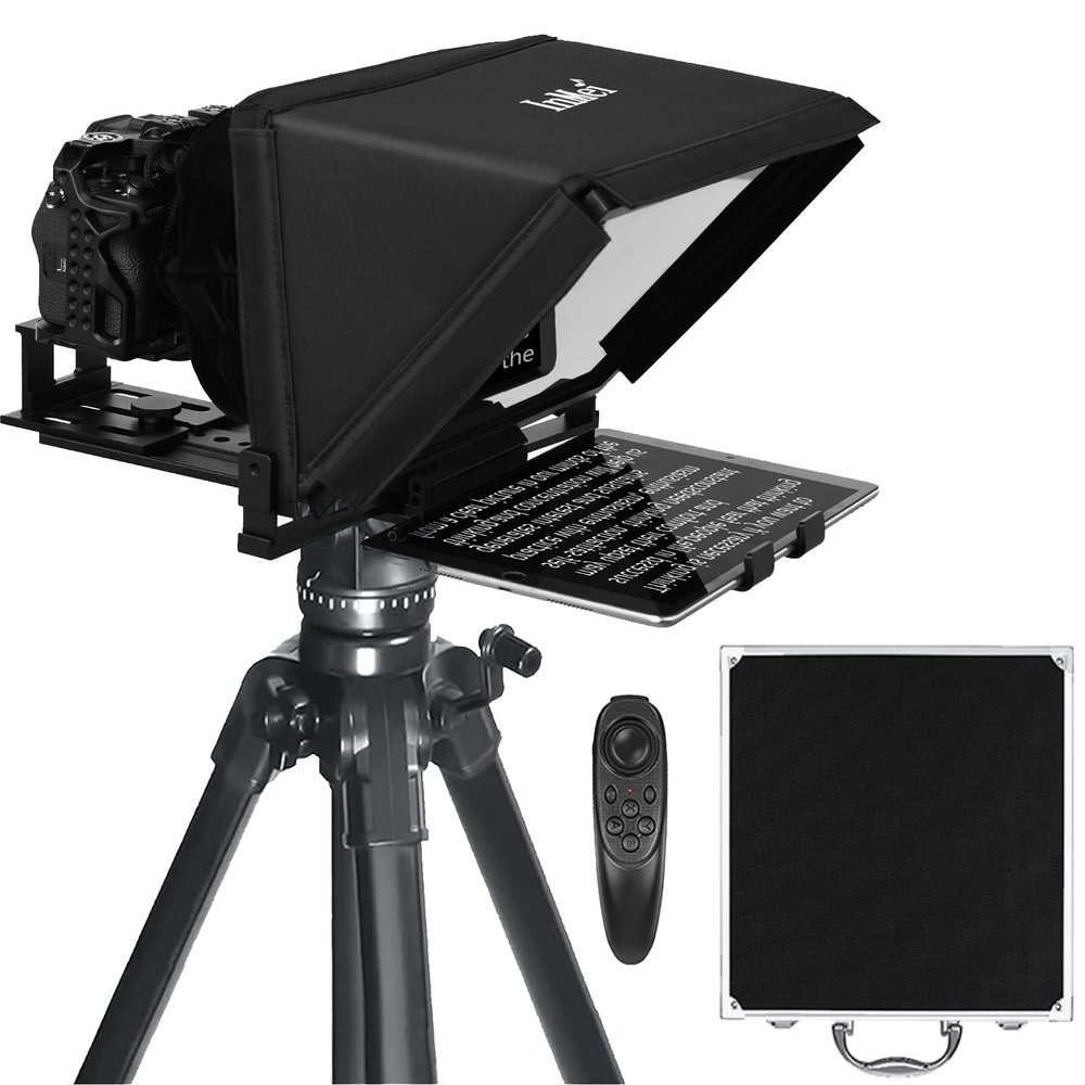 Inmei TX12 Teleprompter with Remote App Control, 13inch Metal TeleprompterCompatible with iPad, DSLR Camera,Collapsible with Carry Case,Easy to Assemble