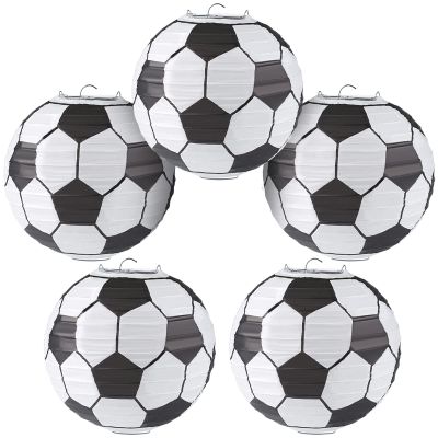 10 Inch Soccer Paper Lanterns Sports Soccer Themed Birthday Party Decorations Supplies Party Favors - Pack of 5